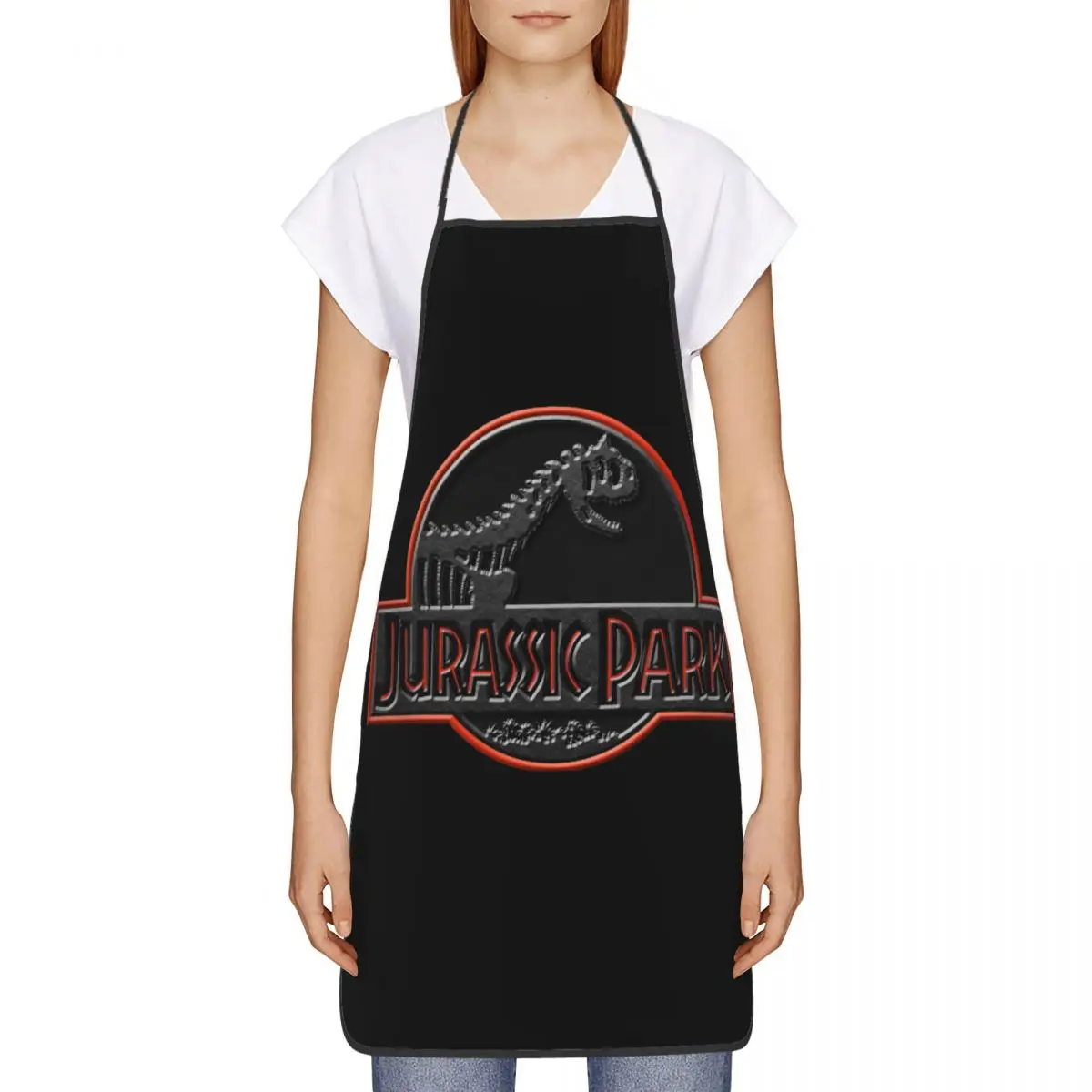 Custom Bib Jurassic Park Aprons Men Women Unisex Adult Chef Kitchen Cooking Dinosaur World Tablier Cuisine Gardening