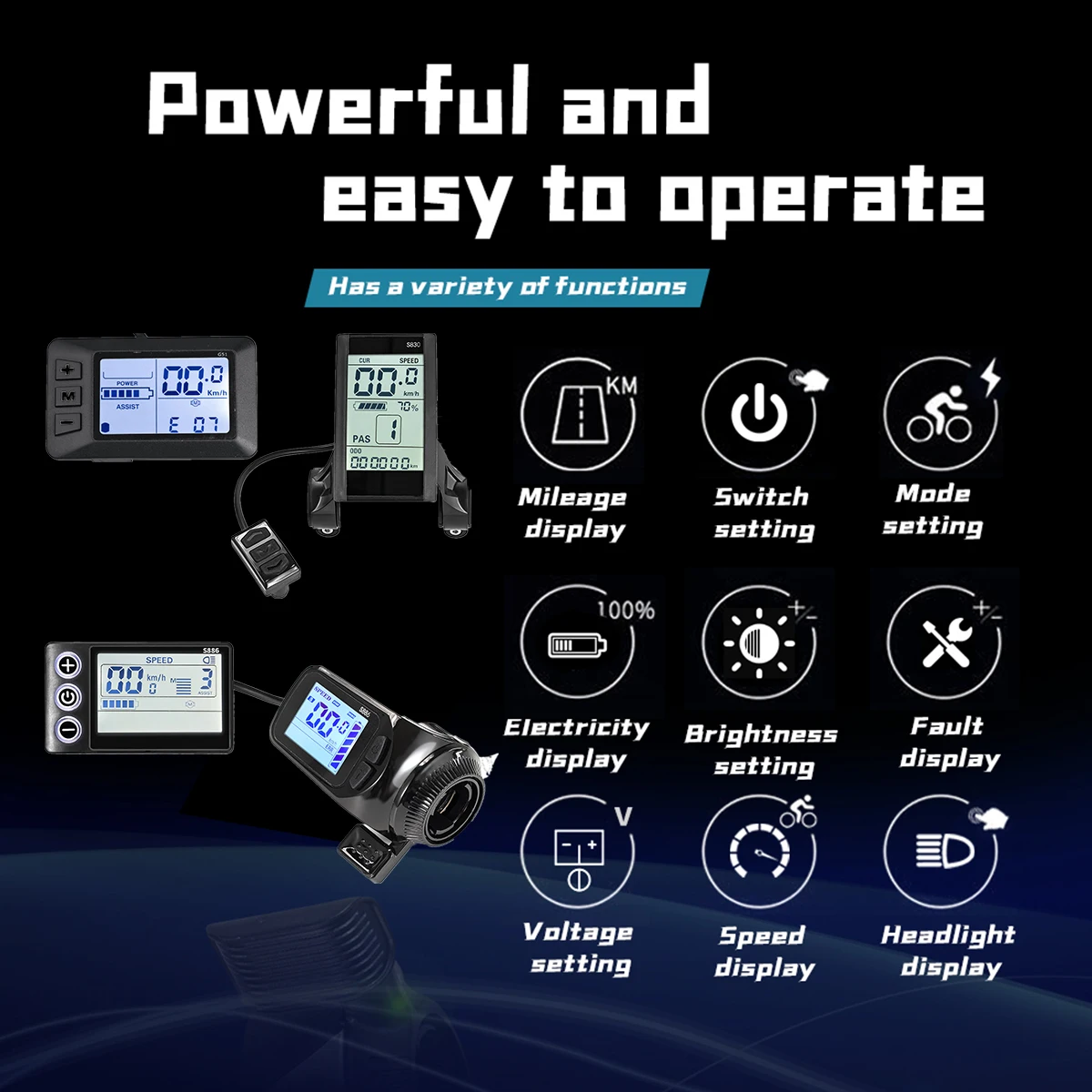 Brushless Controller 350W LCD Display 24V-60V Ebike Conversion Kit E-Car E-Scooter Accessories Parts S886 G51 S830 S866 Display