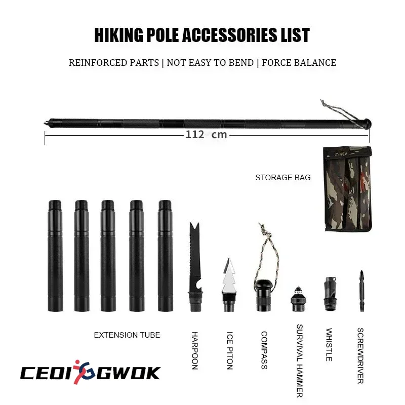 

CEOI GWOK Durable Lightweight Trekking Poles Outdoor Adventure Aluminum Alloy Versatile Multi-functional Walking Stick Hiking
