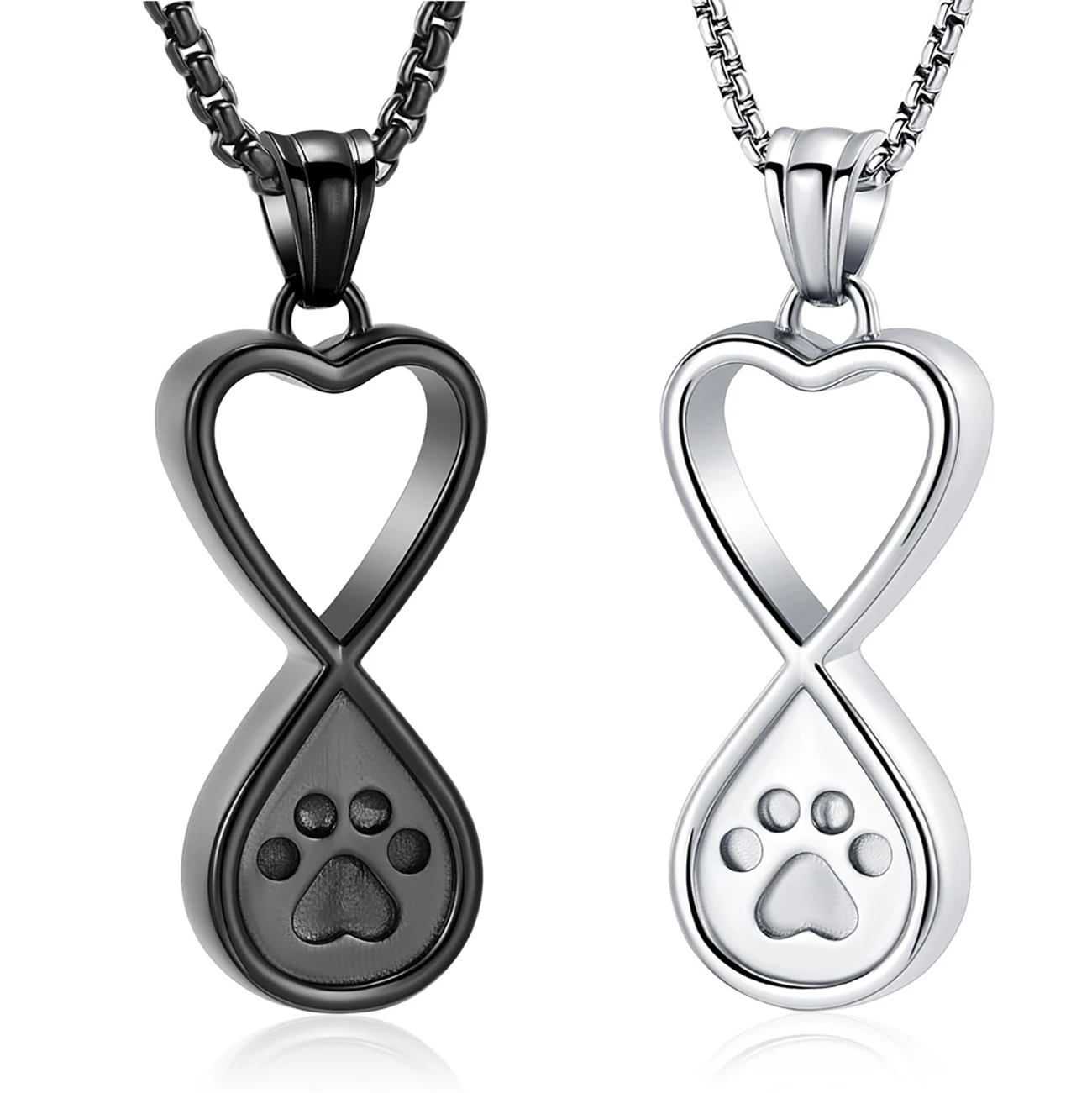 Infinity Love Pfotenabdruck Urnen-Schmuck für die Asche von Hund/Katze, Gedenk-Andenken, Urnen-Halskette, Anhänger, Gedenkstahl-Schmuck – Detail 1
