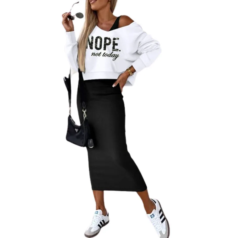 Winter New Sleeveless Dress Hoodie Short Top Set Women Two-Piece Set