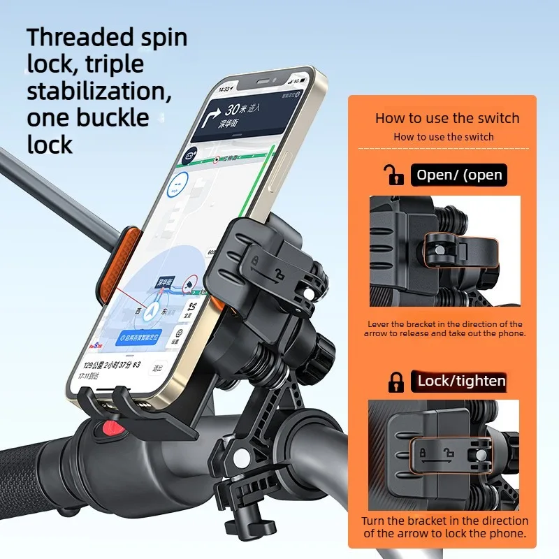 

Bike Motorcycle Phone Mount , [1s Lock & Release] Bicycle Handlebar Cell Phone Holder for Scooter ATV, Fit 5.4-7.2" Smartphone