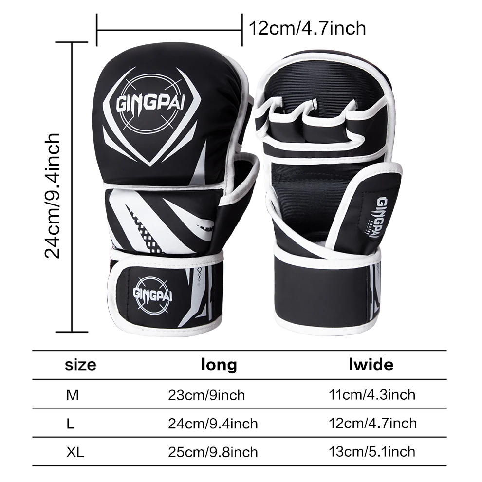 1pair MMA Sanda Boxing Half Finger Gloves Fighting Muay Thai Women, Men, Children Training Adult Sandbag Professional Boxing Set