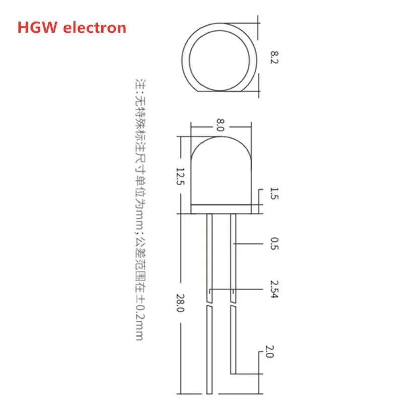 20pcs 8mm LED Diffused Diode Light Wide Angle Round red yellow blue green white warm Emitting Diode Lamp Electronics Components