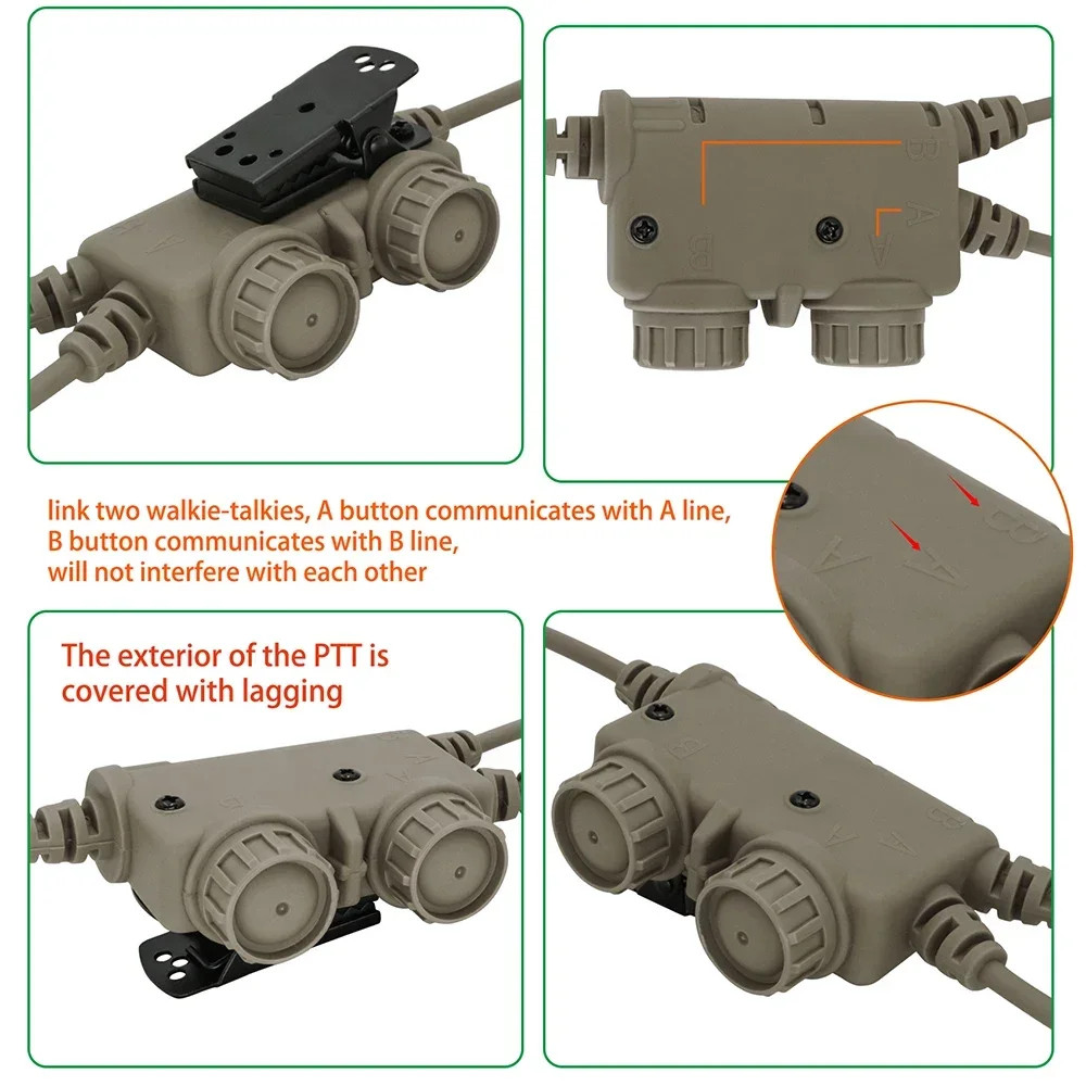 Hearangel Tactical Ptt Dual Comm RAC6 Pin Ptt для AN/PRC 148/152/163 рации для тактической гарнитуры COMTA Airsof Shooting