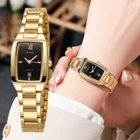 Reloj WWOOR elegante para mujer, Reloj de pulsera de cuarzo resistente al agua de acero inoxidable a la moda, relojes de pulsera de lujo con fecha, Reloj para mujer