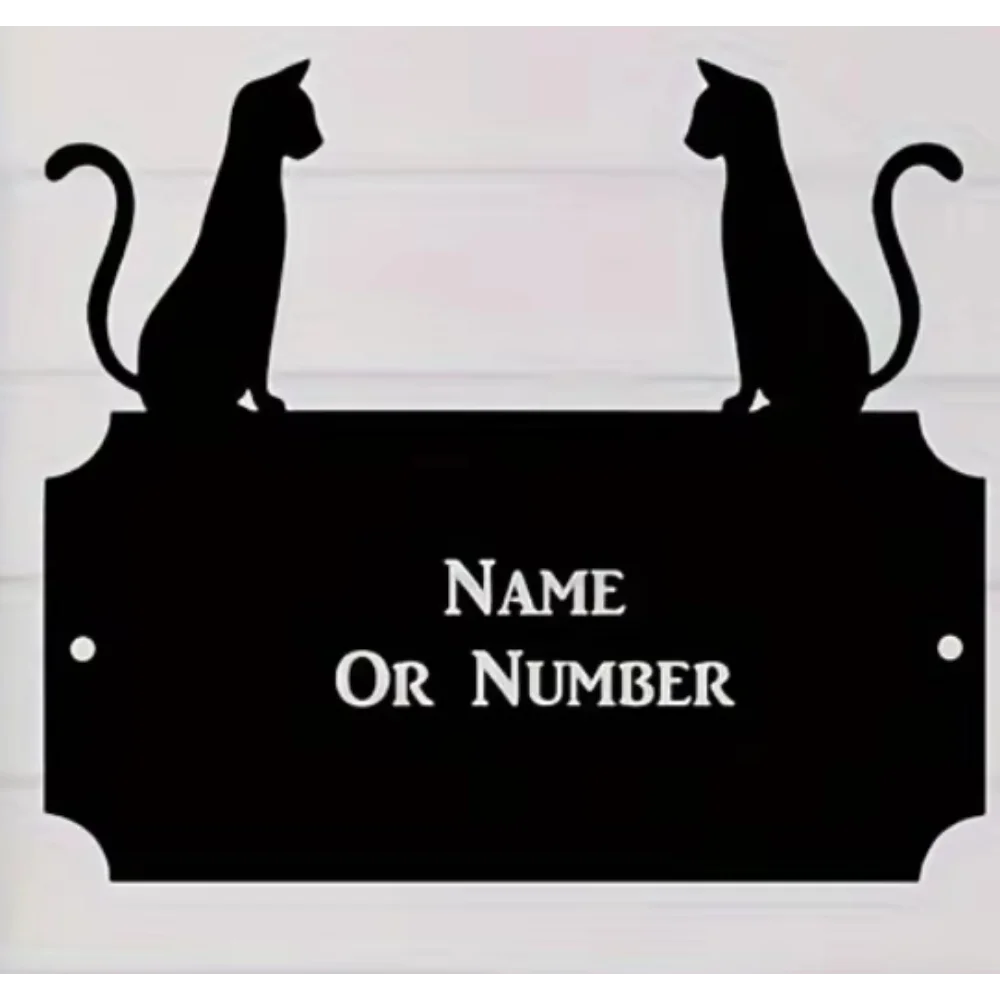 

Unrivaled 1pc Cat - Themed Metal Sign. Personalizable House Number. Ideal for Door, Garden Decor.