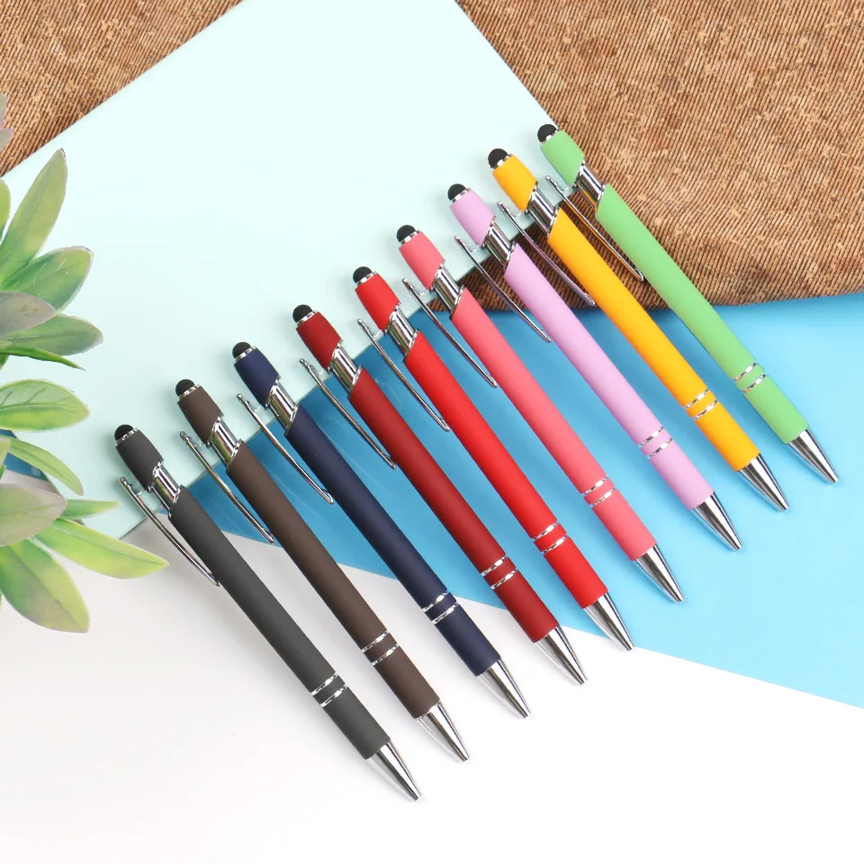 metal push-button ballpoint pen capacitive stylus can be laseredlogoGift pen cross-border Meiji pen