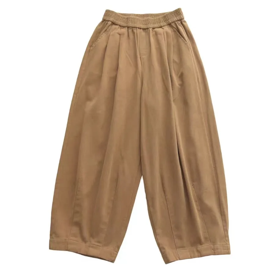 여성용 면 작업복 와이드 레그 팬츠 스트레이트 컷 캐주얼 봄 플러스 사이즈 루즈핏 하이웨이스트 나인 포인트 바지