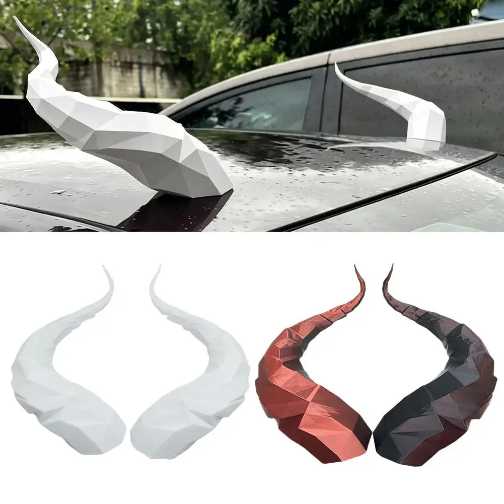 Auto-Dach-Teufelshorn-Aufkleber, 3D-Teufelshörner, Auto-Dachdekoration für SUV, Limousine, Schrägheck, einfache Installation, einzigartiges Fahrzeugzubehör – Detail 5