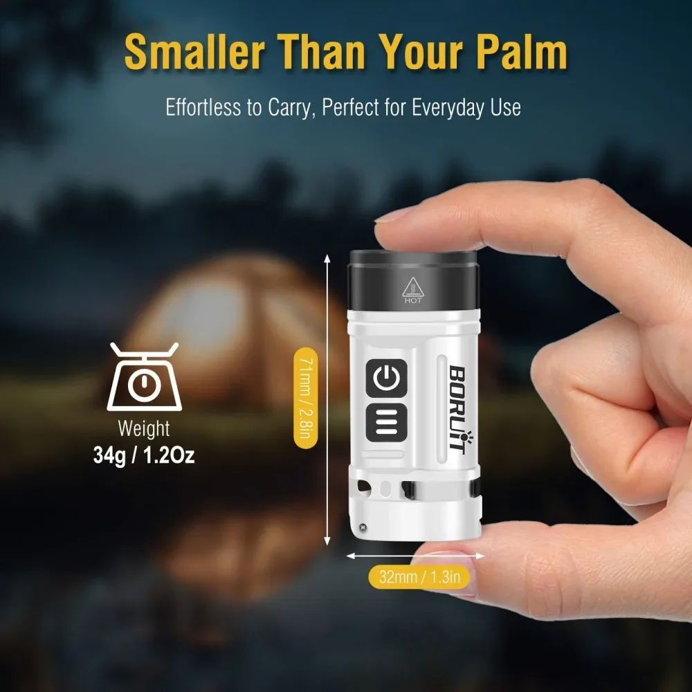 BORUiT U10 LED-EDC-Taschenlampe, 880 lm, superhelle Taschenlampe mit magnetischem Arbeitslicht, verwenden Sie AA- oder 14500-Batterien, Camping-Taschenlaterne