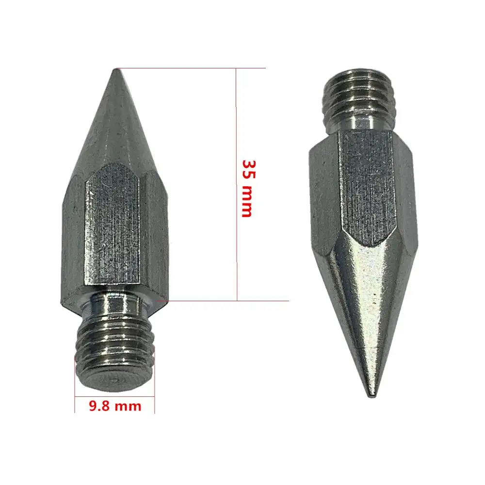 Stainless Steel M9.8mm Prisms Pole Replacement Point Fit For Prisms Pole Mini Pole Point Tip