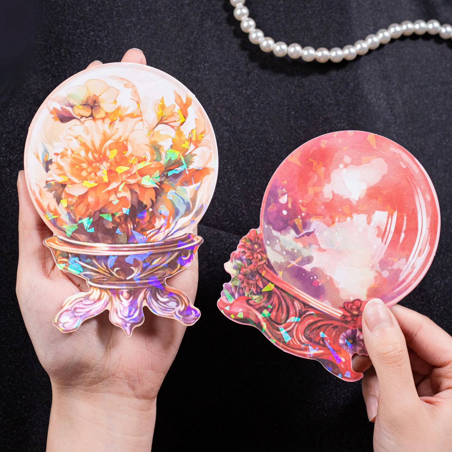 5Pcs Fantasy Crystal Ball Series Decorative Sticker Vintage Collage Scrapbooking Label Diy Diary Album Journal Planner