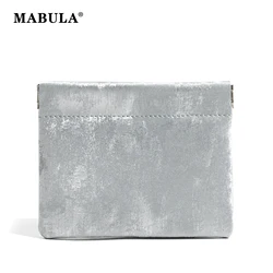 MABULA Mini Chinese Stylish Genuine Leather Coin Pouch Trendy Unisex Luxury Card Bag Portable Women Key Purse