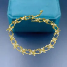 L  S925 Sterling Silver DIY Empty Holder Bracelet Settings 6*8mm Oval Stone Fine Charm Jewelry Design Luxury Zircon for Woman