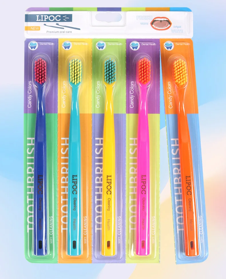 5 Packs of Chocolate Swiss Caring Soft Nylon Bristle Toothbrush Set, Ergonomic Handle, Ideal Choice for Travel and Hotels