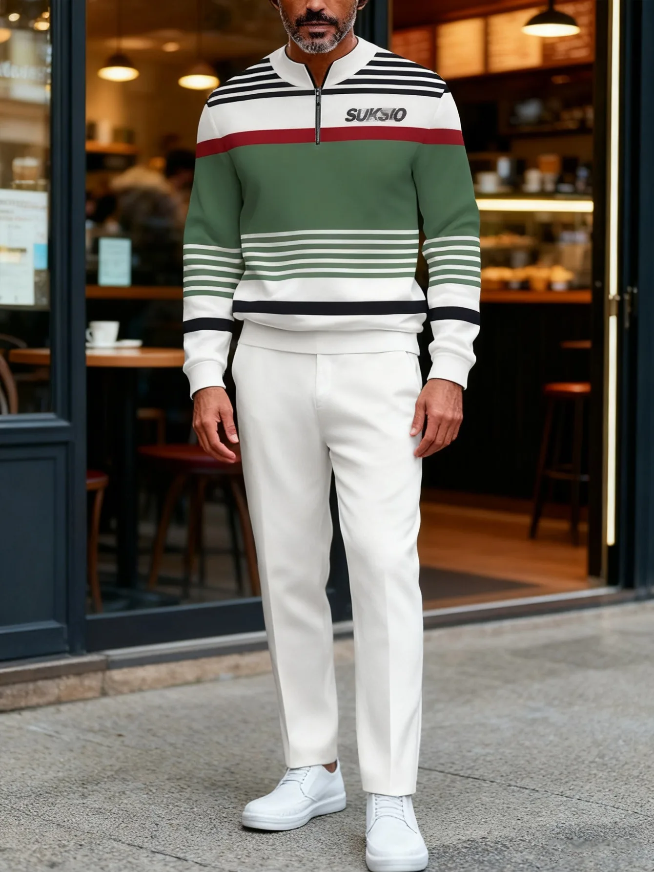 Комплект из 2 предметов, модный мужской спортивный топ с длинными рукавами и длинные брюки в европейском и американском стиле.