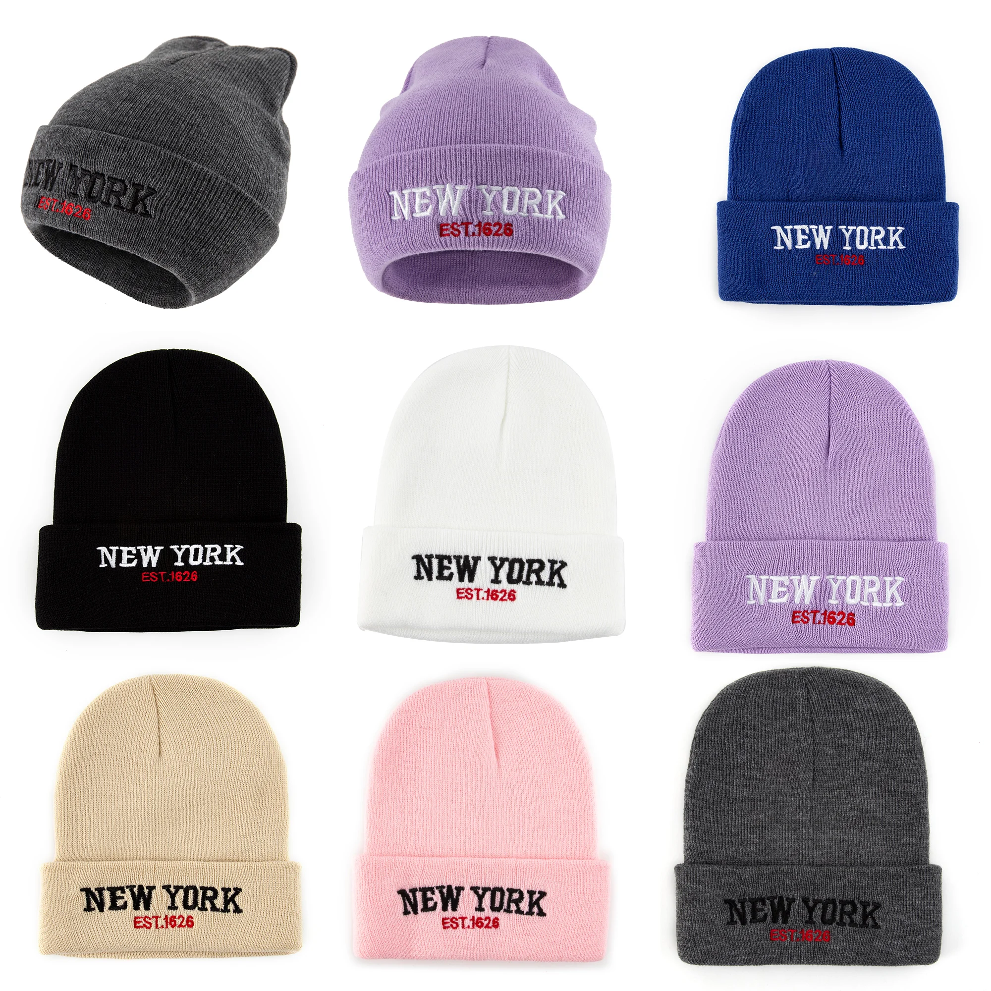 1Pc Unisex Knit Beanie Hat With“New York” Embroidery Graphic, Warm Outdoor Streetwear Casual Winter Hat