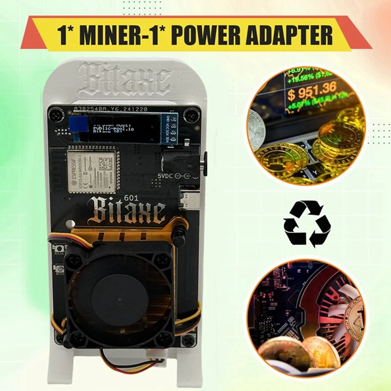 Y51A Bitaxe-Gamma-601-Bitcoin-Solo-Lottery-Miner-1.2TH-S-18-22W-BTC-Miner-BM1370-Asic-Chip-From-Antminer-S21-Pro-BR-PLUG