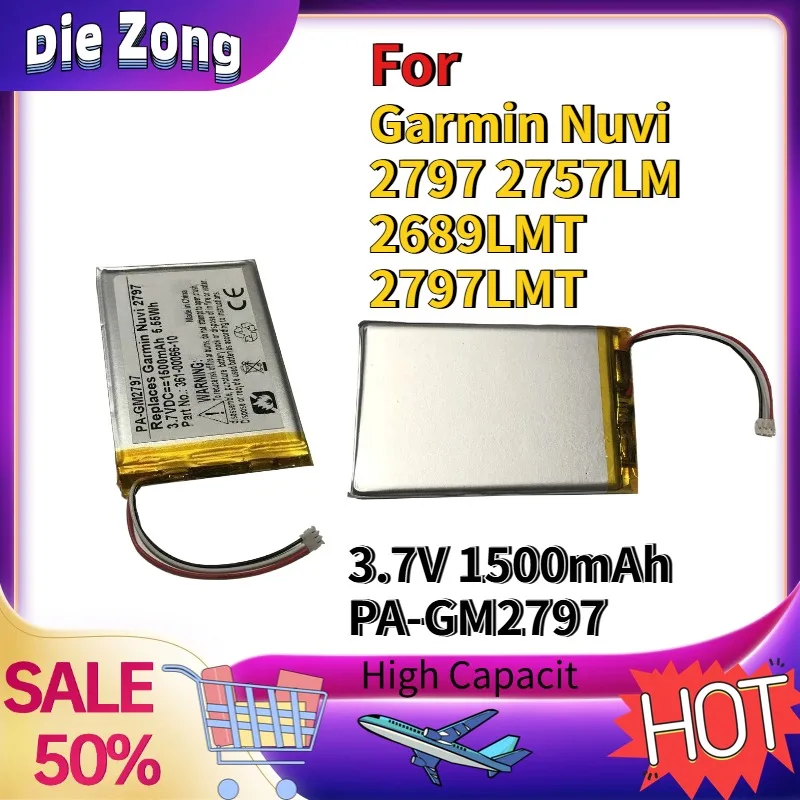 

In Stock For Garmin Nuvi 2797 2757LM 2689LMT 2797LMT For Dezl 760LMT 760LMT-D 770LMT For Garmin GDR 190 3.7V 1500mAh PA-GM2797
