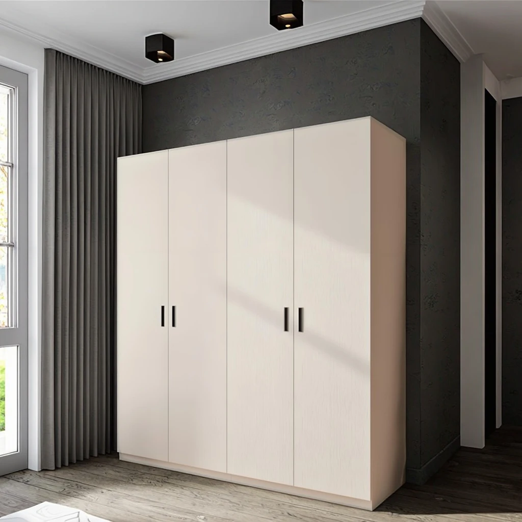 Stylish Modern Teak Freestanding Adjustable Eco-Friendly Moistureproof Durable Space Saving Apartment Bedroom Storage Wardrobe
