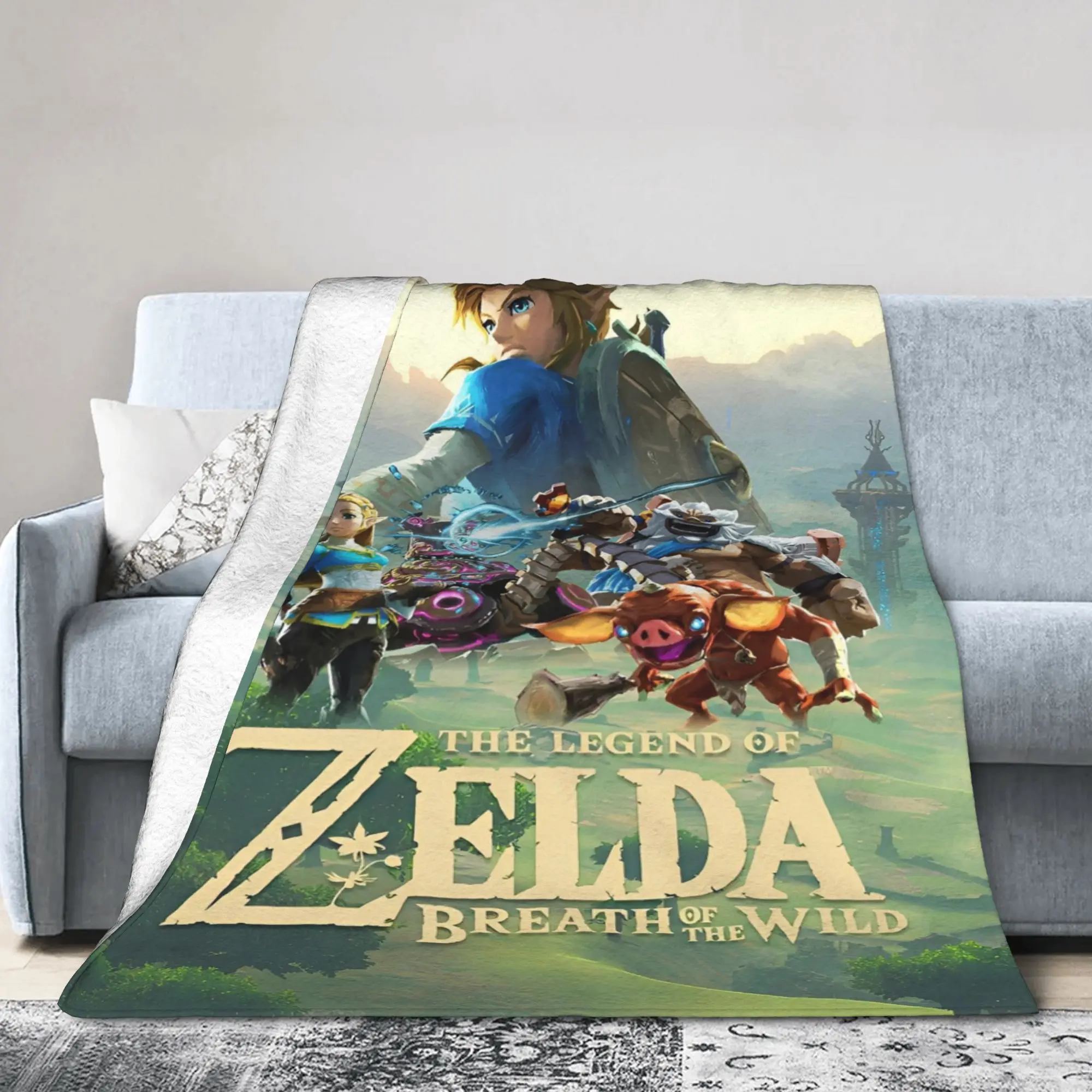 Z-Zeldas Breath Of The Wild Blanket Plush Funny Breathable Throw Blanket for Bed Sofa Decoration,