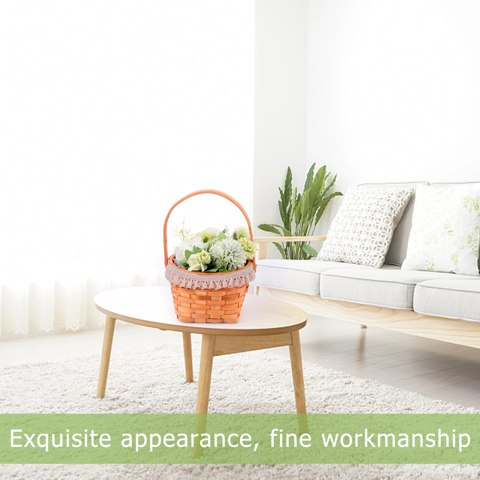 

Wooden Fruit Basket Kids Tiny with Handle Flower Bamboo Exquisite Small Round Decorative Handwoven Rattan Mini Baskets