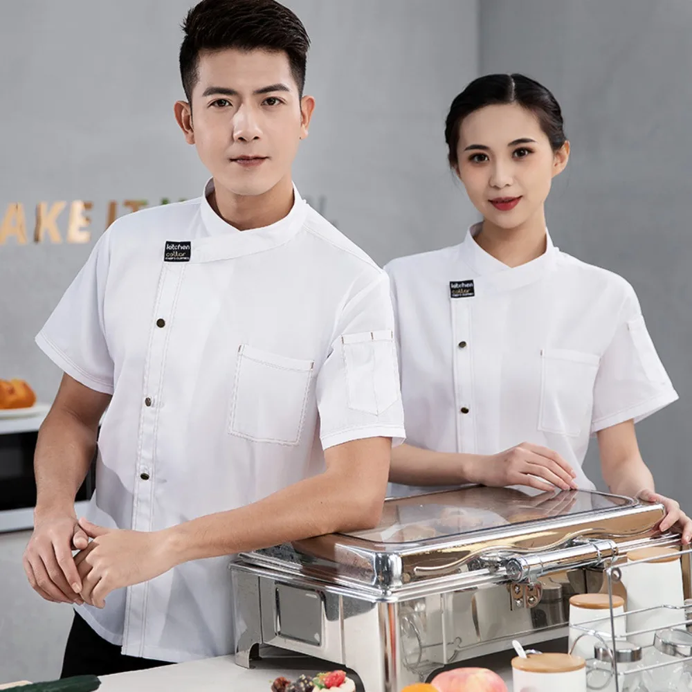 요리사 작업복 반팔 남성 의류 여름 베이킹 및 식사 주방 호텔 매점 의류 얇은
