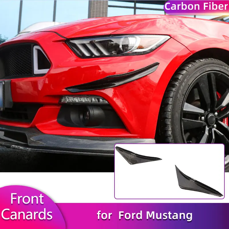 

Full Carbon Fiber Front Bumper Canards for Ford Mustang 2015-2017 Racing Side Fender Air Vent Cover Trims Blades Fins Body Kits