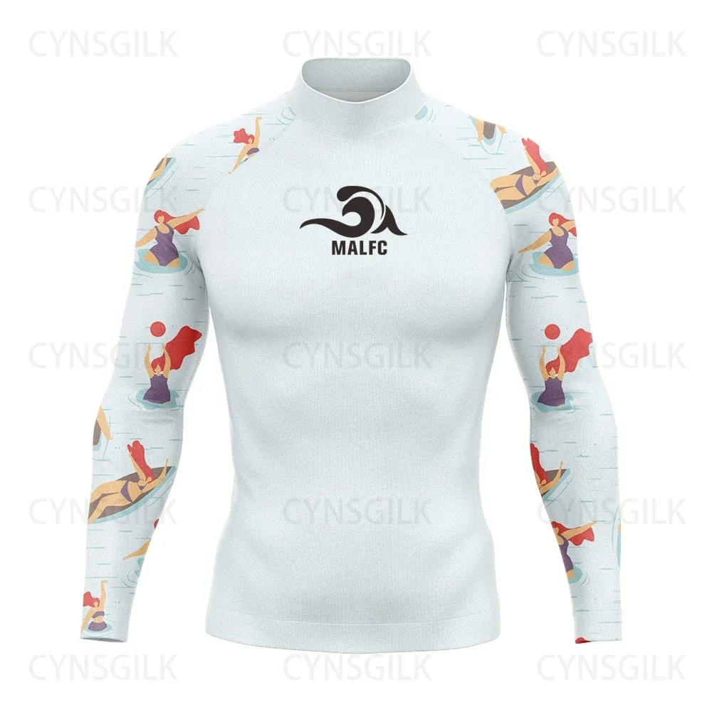 

Мужская одежда для серфинга MALFC, одежда для серфинга, купальник Rashguard, одежда для серфинга UPF 50, футболка с длинным рукавом для водного спорта, одежда для плавания и Сноркелинга