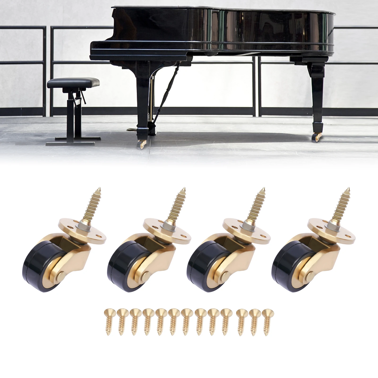 

Латунные поворотные колесики с фиксатором, 4 шт., 360° ° Поворотные колесики из латуни с устойчивой ротационной платформой и монтажными винтами