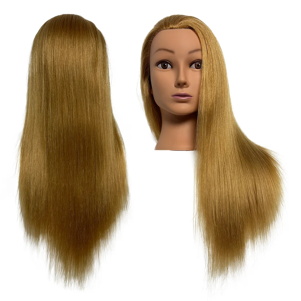 Schaufensterpuppenkopf aus 80 % Echthaar |   Hitzebeständiges goldenes glattes Haar zum Styling-Übungen, Flechten, lockiges Haar usw. 18 Zoll