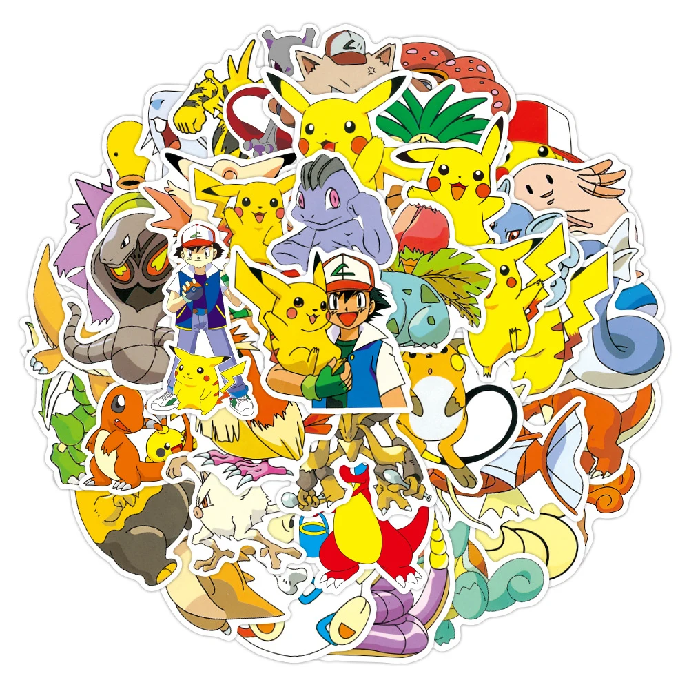 

10/30/50pcs Pokemon Cartoon Stickers for Kids Cool Pikachu Mewtwo Anime Graffiti Sticker DIY Phone Skateboard Luggage Decals Toy