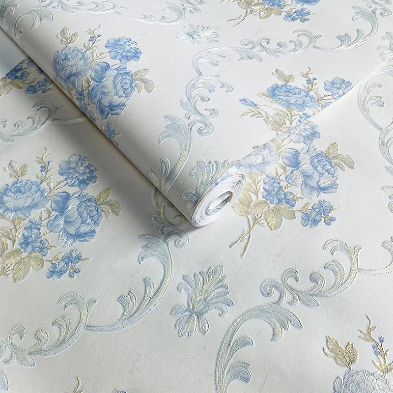 3D Embossed Flower Wallpaper Living Room TV background Bedroom Hotel Wall Decoration Murals European Floral Wallpaper Home Decor