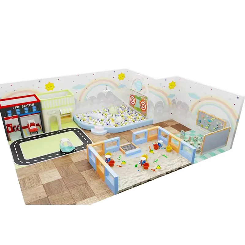 Customize Kids Role Soft Play House Pretend Gas Station Children Indoor Playground Equipment Toddler Free Design Amusement Park