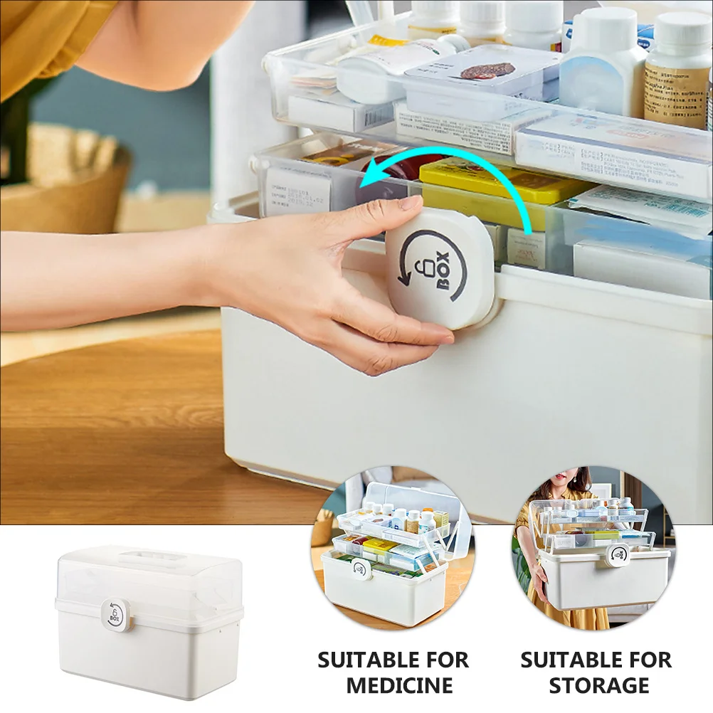 1Pcs Multifunctional Medical Kit Household Medicine Case Large Aid Carry Handle Portable Medical Box