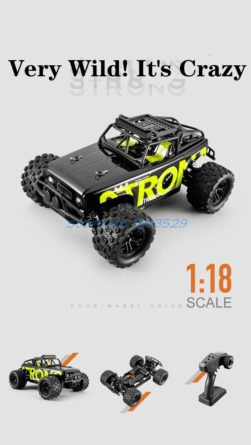 

1:18 вездеходный внедорожный электрический радиоуправляемый автомобиль 2,4G 50 км/ч 4WD независимые амортизирующие фары высокоскоростной радиоуправляемый автомобиль