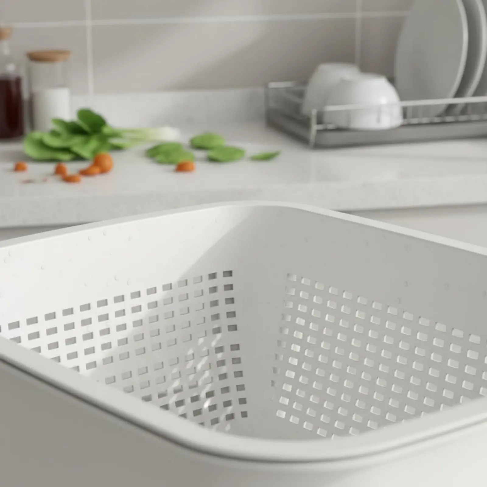 Double Tier Drain Container Multi-Functional 2 in 1 Colander Bowl Set Vegetable Washing Strainer Easy Draining for Living Room