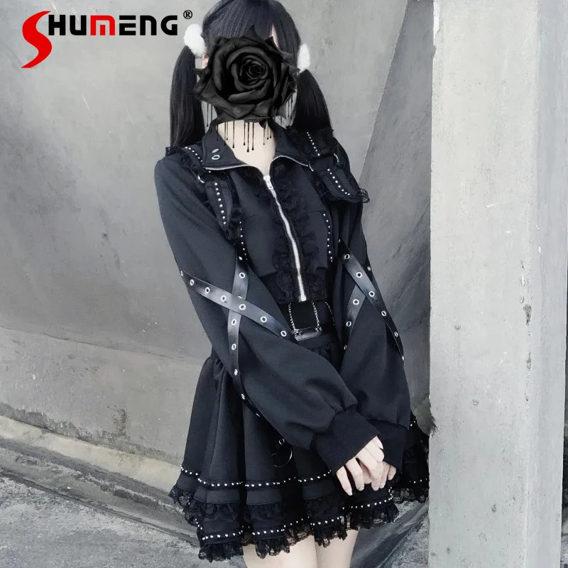 

Autumn Winter New Sports Sweatshirt And Sweatpants Outfits Japanese Lolita Zipper HoodiesJackets Pants 2pcs Set With Leg Warmers