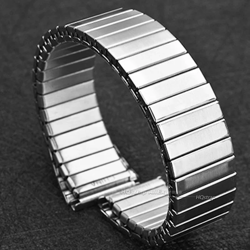 Elastic Stainless Steel Watch Strap for Seiko Smartwatches Universal Metal Wrist Strap High Quality Watchband 22mm Bracelet