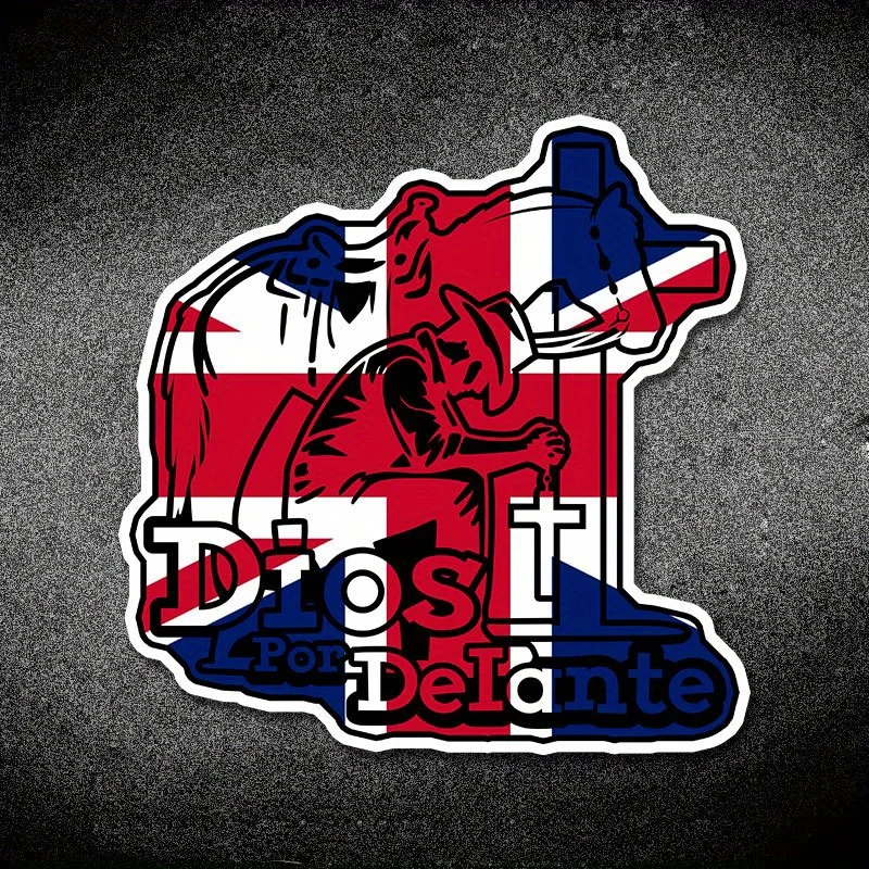 Adesivo à prova d'água com padrão de bandeira e deus cristão, decalque durável para decoração de tanque de combustível de carro, motocicleta e capacet