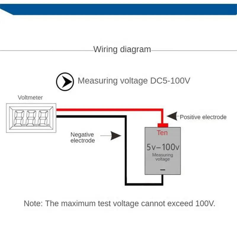 LED Digital Display Circular Waterproof Voltmeter DC 4-100V Two Wire DC Voltmeter Head Panel Meter Reverse Connection Protection