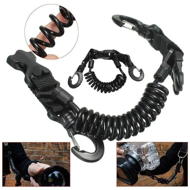 Climbing Gear Diving Lanyard Bobbin Rope Nylon Durable Buckle Clip Climbing Carabiner Underwater Diving Camera Safety Anti Lost