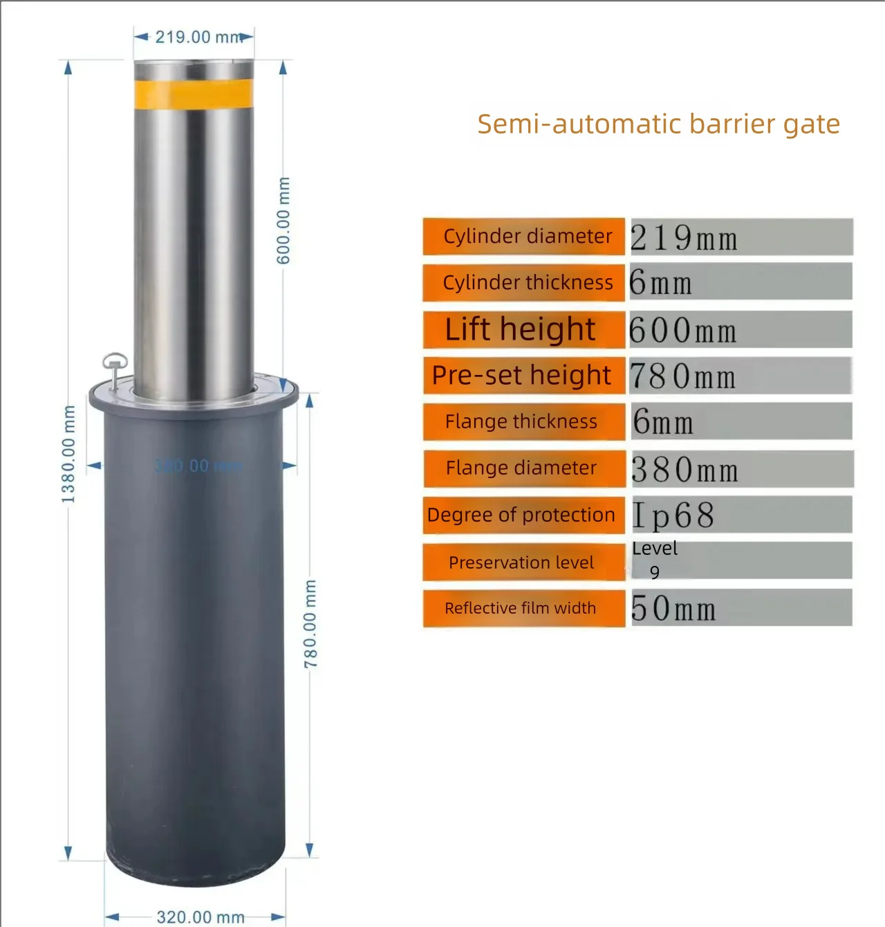 Устройство используемое для предотвращения транспортных средств от контроля потери и повных столкновений можно свободно приподнять и снизить.