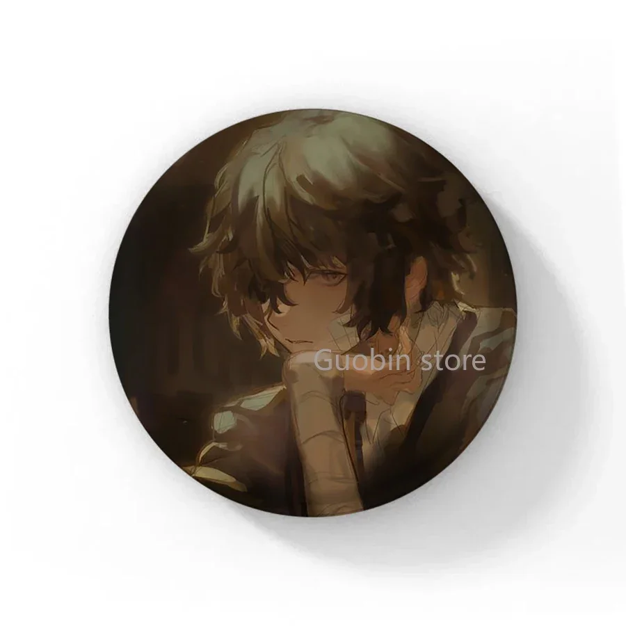 58mm Anime Bungo Stray Dogs Tinplate Brooch Pins, Figure Icon Badge, Handmade Brooches, Breastpin for Backpack Clothes