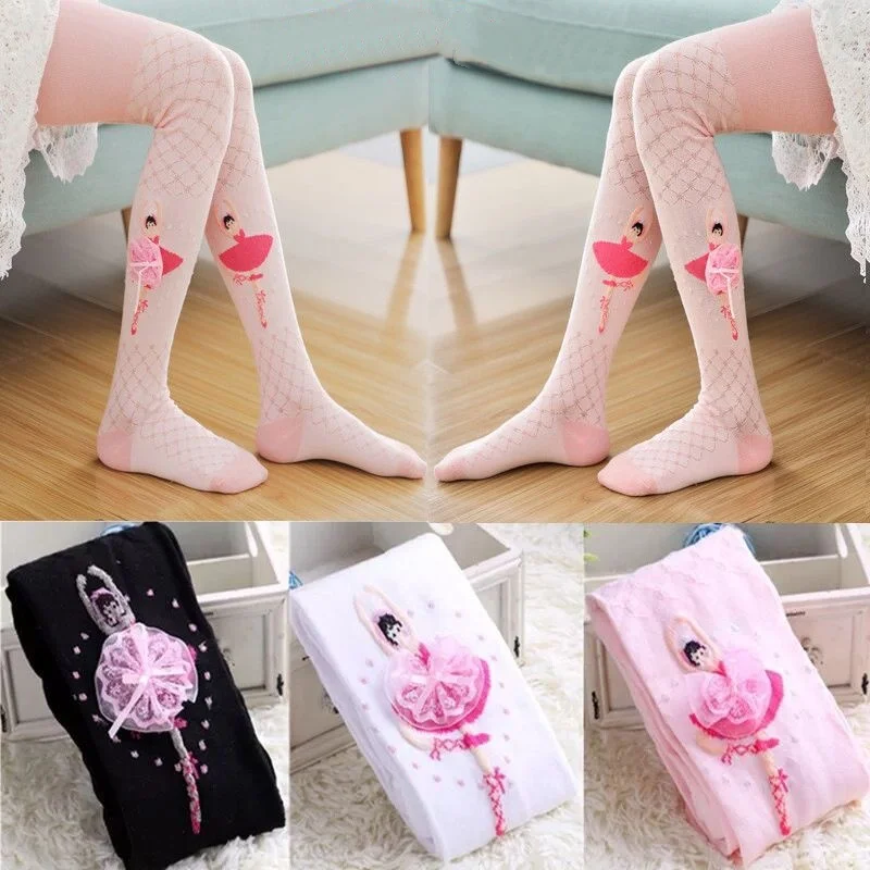 Kids Fashion Tights Spring Autumn Ballet Girl Pantyhose Cotton Knitted Cute Princess Dance Stockings Children' s Leggings 4-12Y