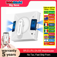 Robot Window Cleaner Liectroux YW509, 4-Way Water Spray,Home Glass Floor Window Robot Vacuum Cleaner,Strong Vacuum,Smart Memory