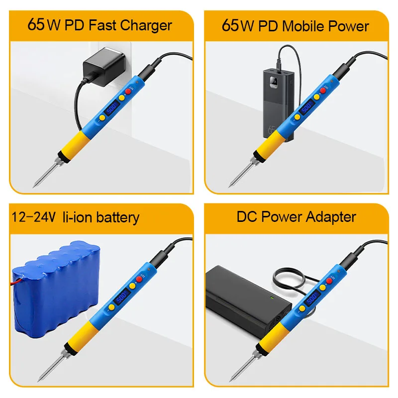 T65 intelligent soldering iron PD 65W 180-500 ℃ fast heating soldering pen portable digital display  iron Type-C interface