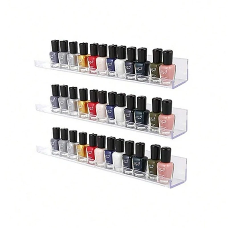 *Acrylic Nail Polish Rack Wall Mounted Lipstick Nail Polish Bottle Holder Organizer Nail Paint Display Stand Shelf With Screws