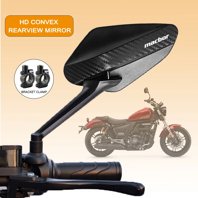 Carbon Fiber Rearview Mirror Adjustable Motorcycle Convex Mirrors 8mm For Macbor EIGHT MILE LORD MARTIN MONTANA XR1 XR3 ROCKSTER